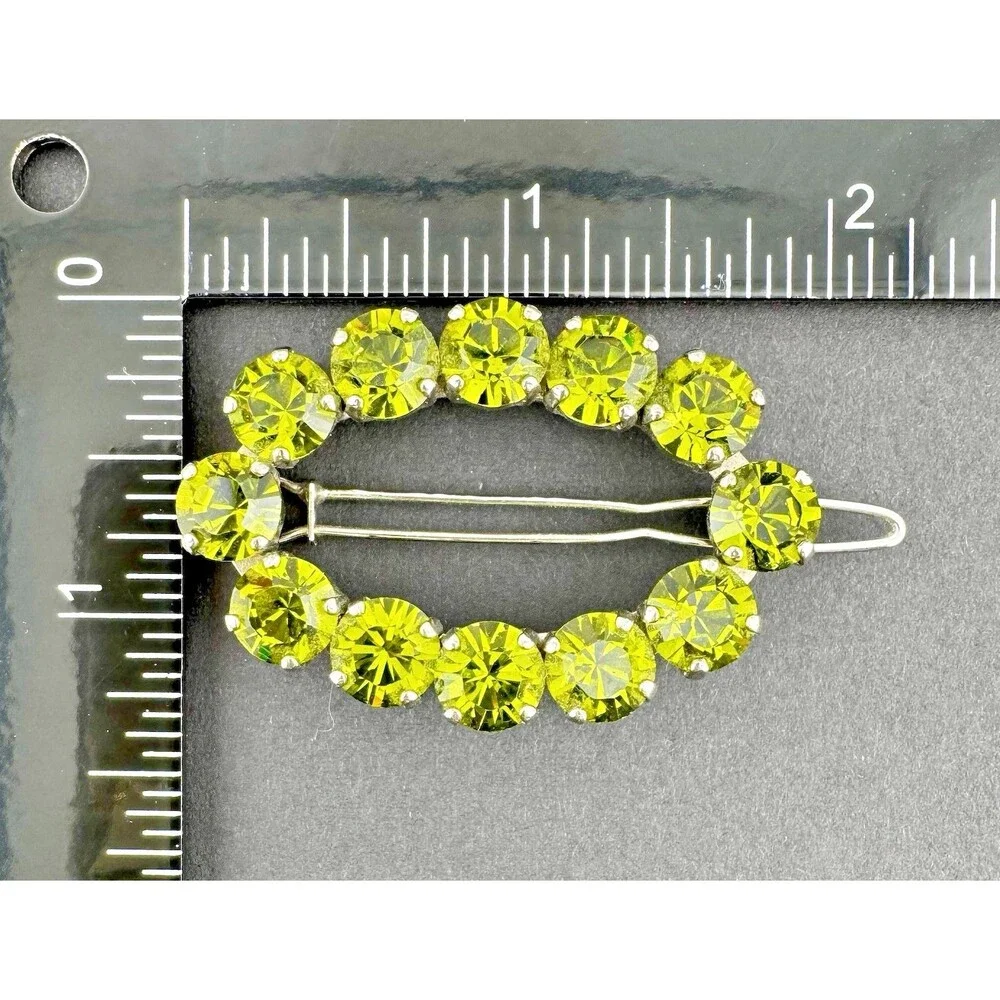 Kate Spade Hair Clip Green Crystal Peridot Rhinestone Made Italy Designer